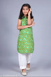 White cotton printed Kurta and pyjama set for girls, Tiranga pattern, perfect for weddings and parties, made in India