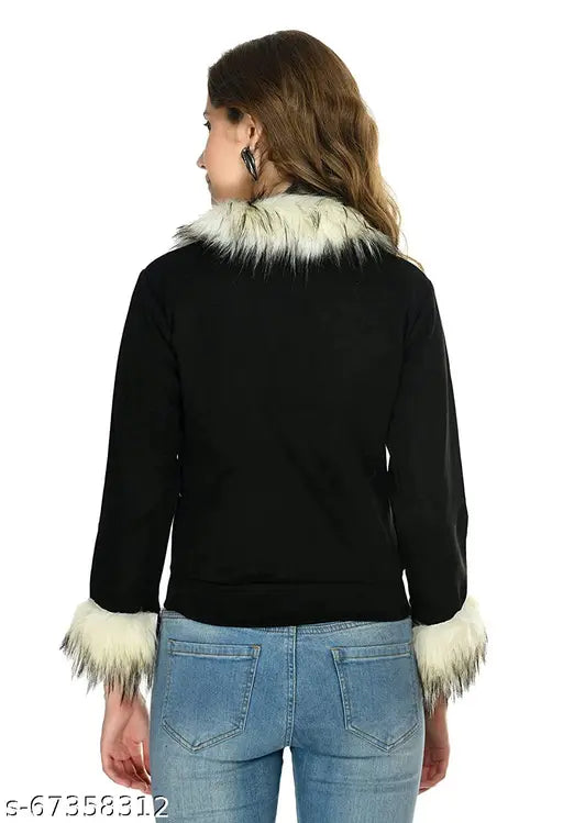 Black velvet DeeNonu trendy modern waistcoat for women with long sleeves