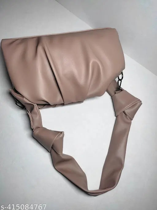 Brown faux leather sling bag for girls