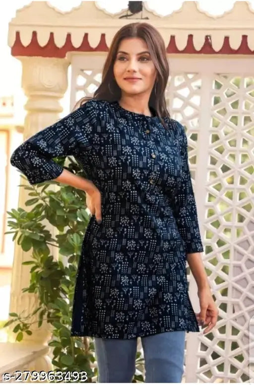 Stylish short kurti in printed pattern