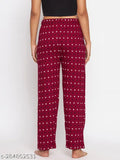 Cotton print lounge pants and night pants set in red polka dot pattern, women's fashion, comfy sleepwear