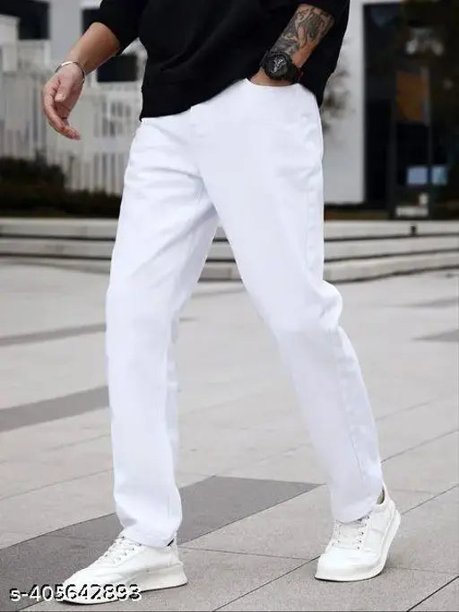 Classic white denim jeans, timeless and versatile for any occasion. Perfect fit, premium quality, durable