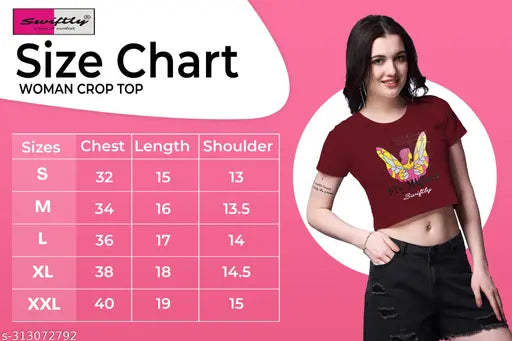 Maroon cotton Swiftly Women's typography round neck t-shirt with printed design, short sleeves, S-XXXL sizes