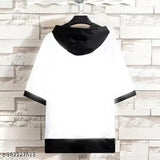Multicolored cotton men's hoodie-T-shirt combo, half sleeves, printed pattern, available in sizes M, L, XL