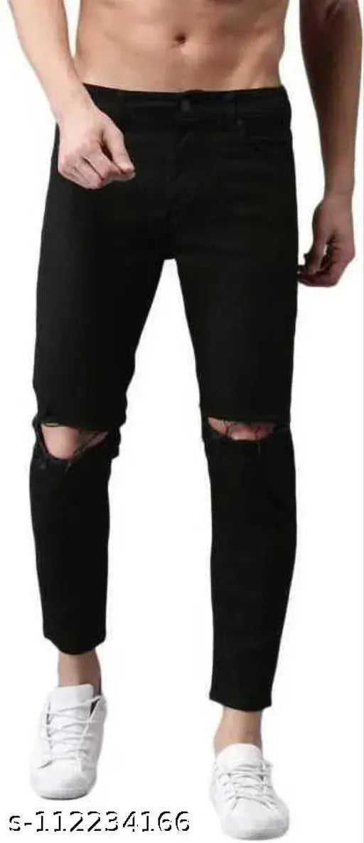 Black denim men's COMFITS knee-cut jeans, perfect fit for any occasion