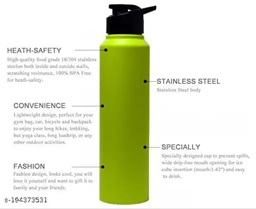 Green stainless steel sports water bottles set of 4 by KARFE - Leak-proof, food-grade material for a fresh, crisp drinking experience