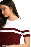 Colorblocked short sleeve cotton women's t-shirts, stylish fashion apparel from India