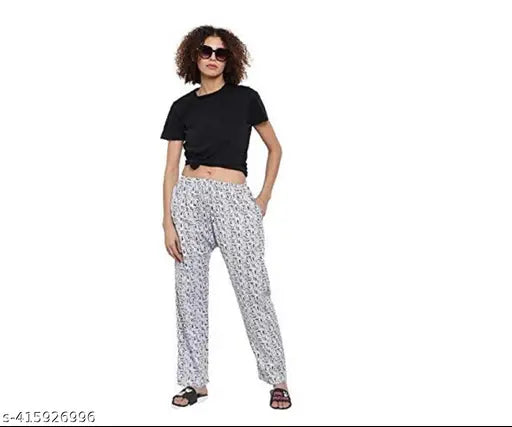Cotton printed track pants for women, lower stretchable design