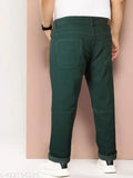 Men's black casual fit jeans with green wash