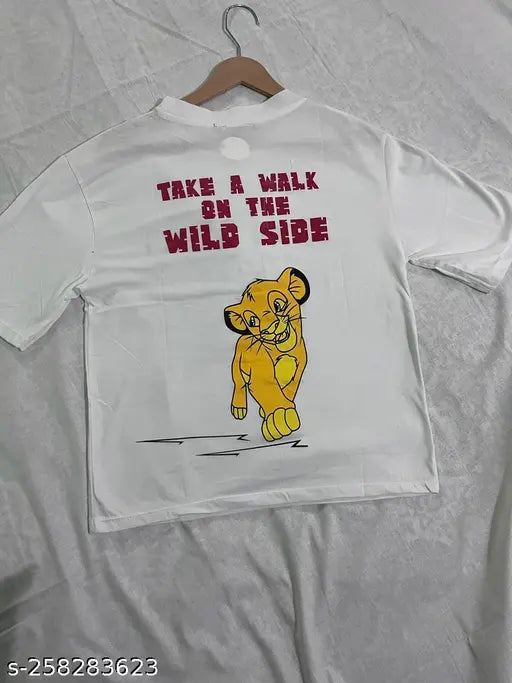 Printed casual woman's t-shirt (1pc), cotton blend, short sleeves, essential color, versatile wardrobe basic, premium quality fabric, India origin