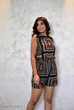 Rayon printed women's top for office, party, or festivals. Short sleeves, vibrant pattern, size S-XXL, made in India