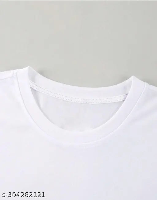 White printed unisex casual wear round neck half sleeve polyester T-shirt, high quality printing, suitable for men's and women's wardrobe. Comfortable fabric, wash resistant up to 60 degrees. Perfect fit for kids with jeans, capri, lower or shorts. Check size before purchase for a perfect fit. Made in India
