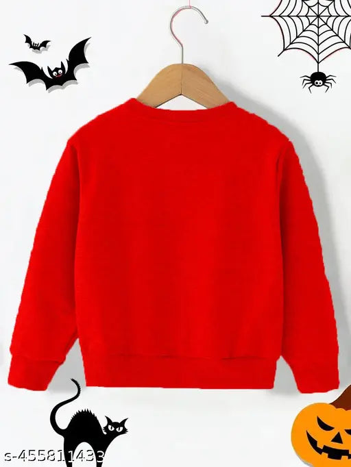 Red cotton blend girls sweater for winter, perfect for chilly days