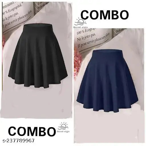 Dark blue satin skirt, A-line style