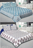 Jaipuri pure cotton double bed sheets, pack of 2, 180 thread count, queen size, India-made