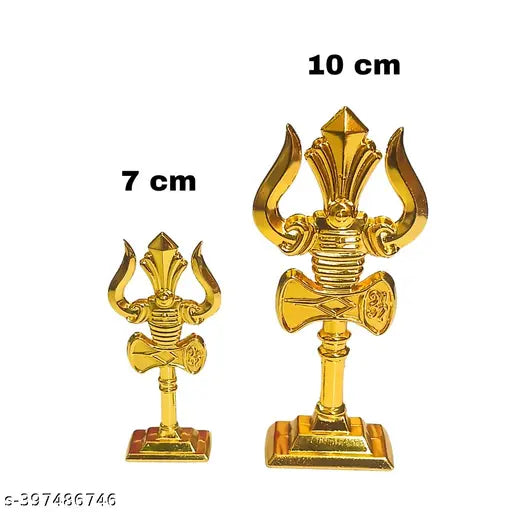 Golden handicraft Thirisul metal showpiece, 25-inch decorative item for Pooja room, office, or car dashboard