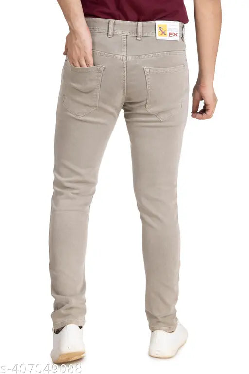 Brown denim skinny-fit jeans with mid-rise, elastane blend, classic styling - versatile wear, machine washable