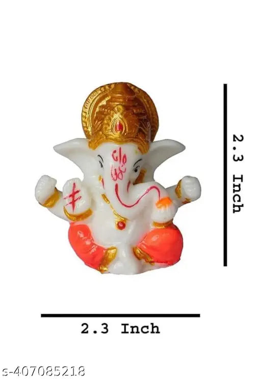 Multicolor Ganeshji Resin Idol for car dashboards and Pooja rooms | Vibrant polyresin Ganpati figure for home decoration or gifting