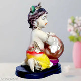 Resin Lord Krishna Makhan Chor idol, 15.5cm x 18.5cm x 9cm decorative statue for pooja room, home decor and housewarming