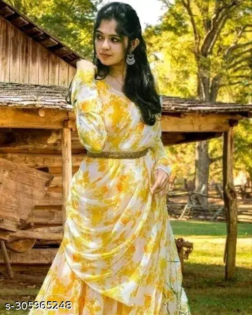 Georgette printed kurta with long sleeves, Indian fashion for women