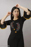 Black embroidered kameez with yellow and orange trim