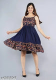 Blue GCC High Demandable Rayon 1 Pic Dress - Sleeveless, comfortable cotton rayon dress with printed combo, ideal for any woman. Made in India