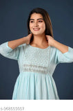 Women's rayon sequined embroidery tiered kurti