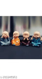 Multicolor polyresin laughing baby monk Buddha statues (Set of 4) - perfect for home decor and car dashboards