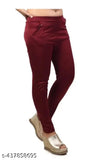 Maroon and White Lycra Decent Checked Jeggings for professional workwear