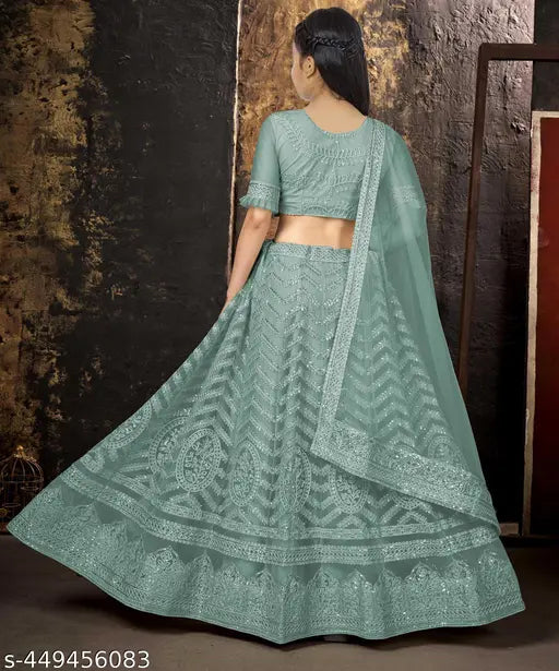 Embroidered net lehenga choli set for kids (7-11 years), India