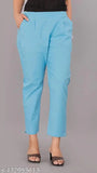 Stylish cotton blend trousers, solid color for daily wear, women's size L from D-Lifestyle