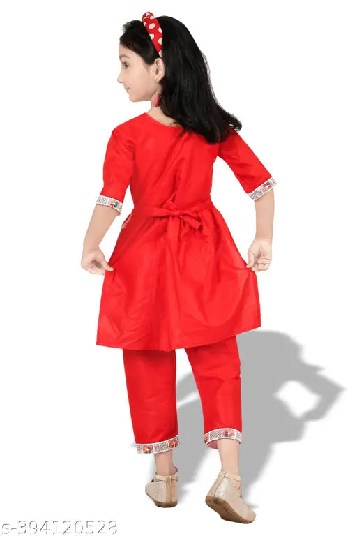 Embroidered Rayon pyjamas set for girls (1-2yrs to 7-8yrs), Indian ethnic fashion with traditional and modern elements