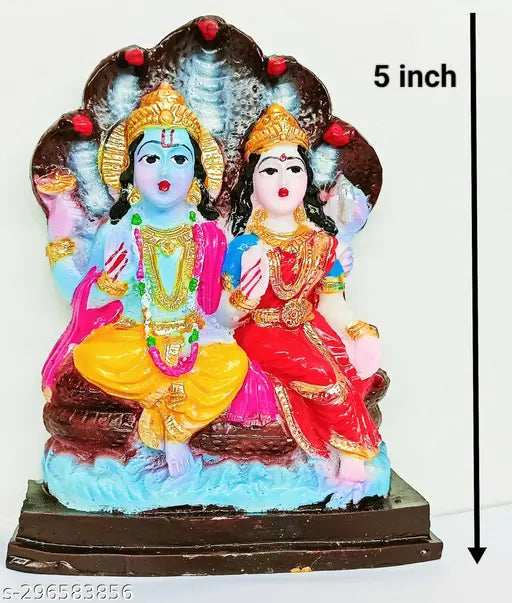 Marble God Vishnu & Lakshmi idol set, Narayana Hari with Laxmiji figurines, home decorative showpiece. Net Quantity: 3. Premium quality, fast delivery includes 3-inch bell. Made in India