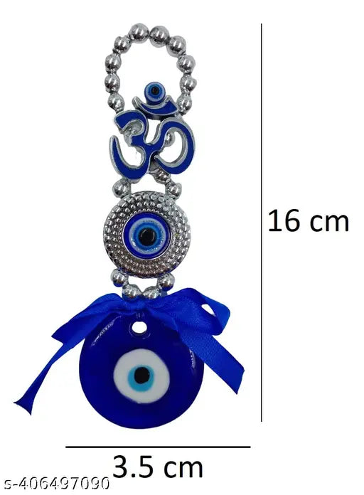 Blue Om Evil Eye Hanging: Indian home entrance decoration for protection, good luck, & prosperity