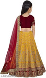 Taffeta silk Lehenga Choli with embroidered patterns, suitable for Haldi ceremony, Indian baby fashion accessory