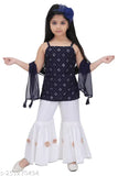 Red Georgette Kurta Sets for Baby Girls, traditional Indian ethnicwear palazzo style with solid pattern, suitable for 2-3 years - India origin