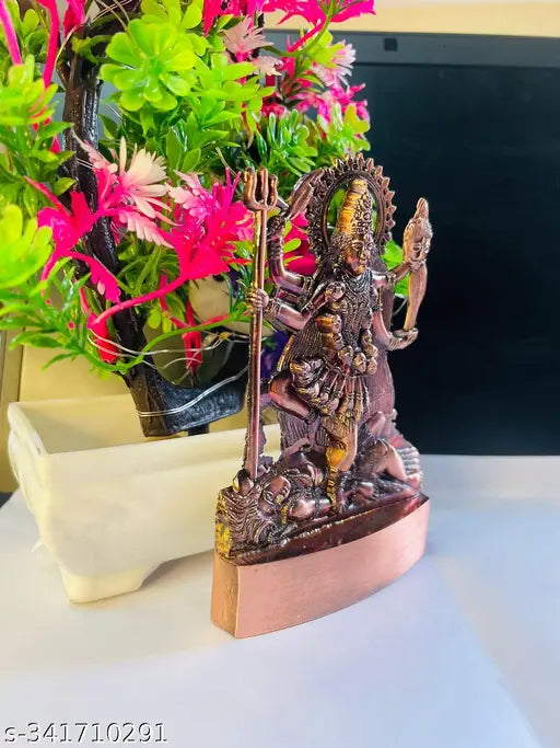 Metal Goddess Mahakali statue, intricately crafted Kali Mata idol for pooja, home decor & car dashboard (3 x 1 x 5 cm)