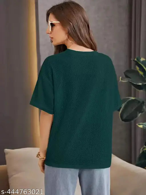 Casual Oversize Graphic Print Women Green Top