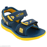 Electric blue, yellow and black kids' welcro sandal with a strap