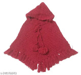 Handmade woolen poncho for baby girls, sleeveless self-design net, 0-6 months, India origin