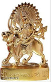 Gold-plated brass small Durga idol for Temple and Home Decor, Navratri pooja gifting (5 Inch)