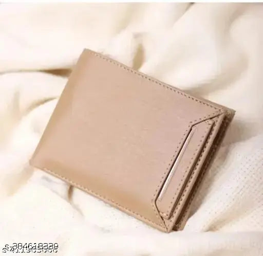 Genuine beige leather RFID protected men's wallet, compact design with 5 card slots, coin pocket, and hidden pockets. Made in India