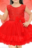 Red embellished net fairy dress with butterfly wings hair band, knee-length for girls aged 2-8 years