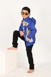 Reversible full-sleeve winter jacket for kids, warm and multicolored design