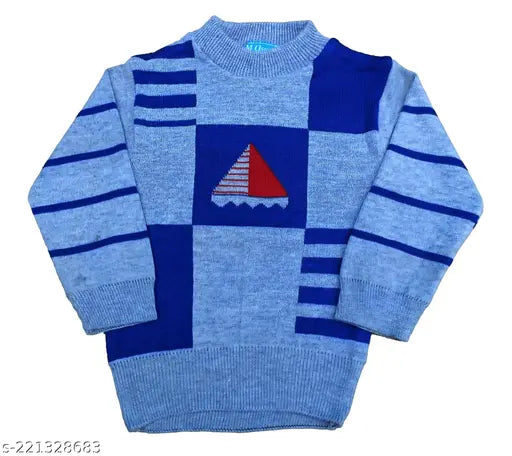 Colorblocked wool sweater pyjama pant set for girls and baby boys, winter wear with long sleeves