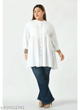 White rayon three-quarter sleeve top by SAAKAA, perfect for casual wear and daily use, made in India