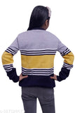 Litton yellow woolen sweater, long-sleeve colorblocked design for kids (ages 2-12), India origin