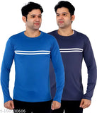 Striped polyester long-sleeved airforce combo (M, L, XL), two pieces from India on mannequin