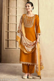 Orange embroidered kameez set, traditional Indian attire for women