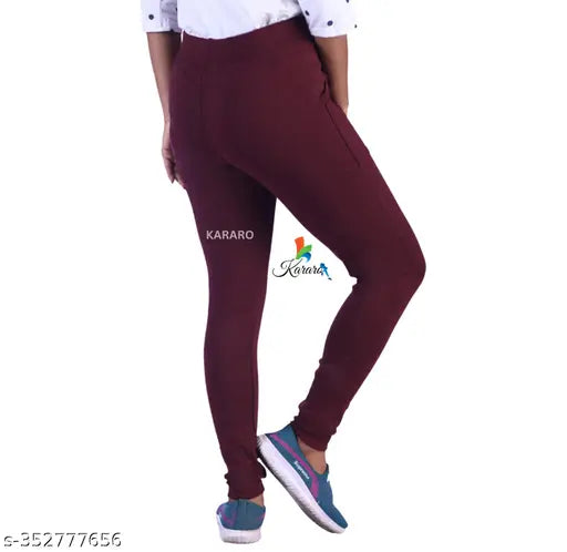 Cotton blend jeggings pack of 5, stylish and comfortable with L pockets. OE fabric recycled from hosiery cotton waste, medium quality, low price segment. Sizes: 26, 28, 30, 32, 34, Free Size. Made in India